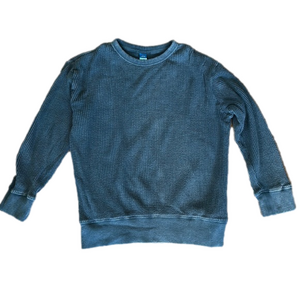 Old Navy Boys Waffle Knit grey Long Sleeve distressed soft sweatshirt L (10/12)